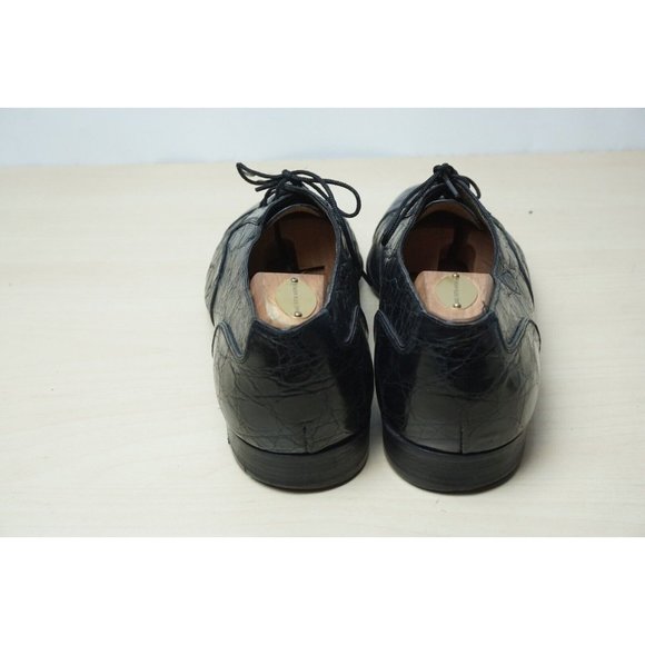Salvatore Ferragamo Black Cap Toe Crocodile Alligator Dress Shoes Sz 10D main image 9